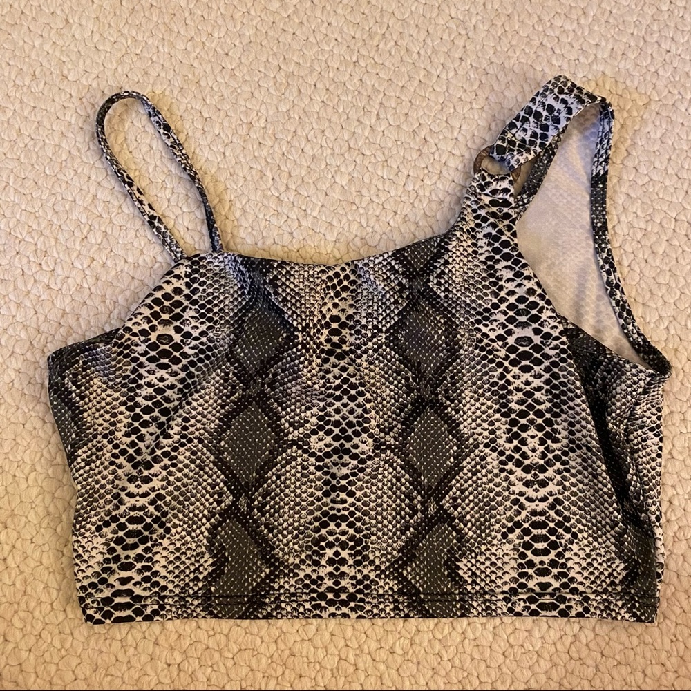 Snakeskin spandex one strap crop top